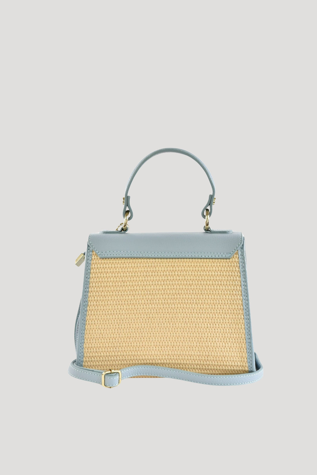 Borsa Freydis in pelle Dollaro e Rafia di Vienna Celeste