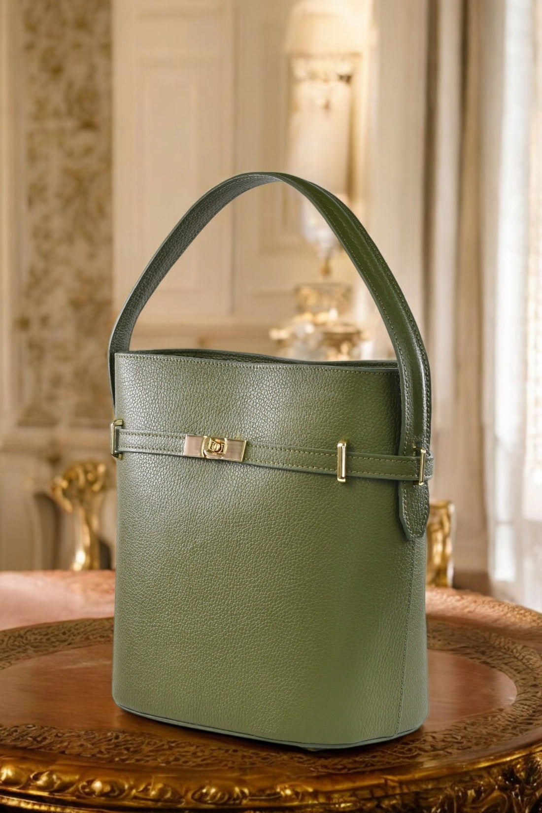 Borsa Louise in pelle Dollaro Verde Militare