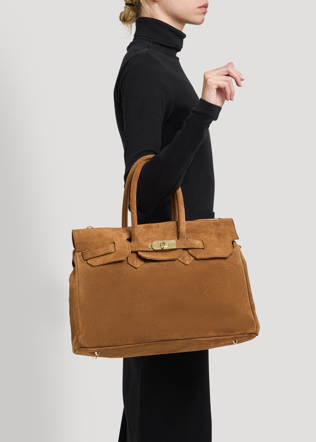 Borsa Elizabeth in Camoscio Cuoio - Voemièn