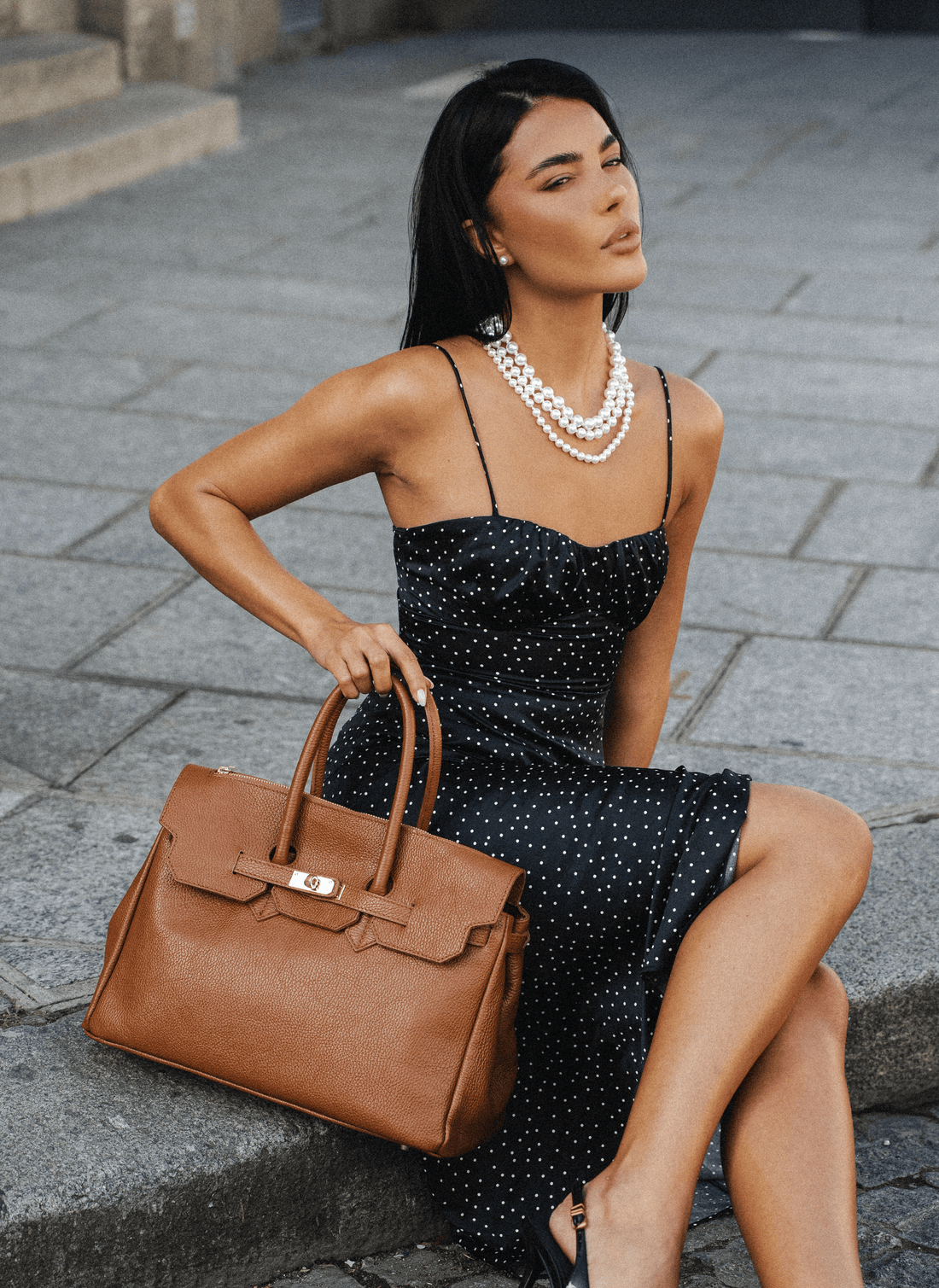 Borsa Elizabeth in Pelle Togo Cuoio - Voemièn