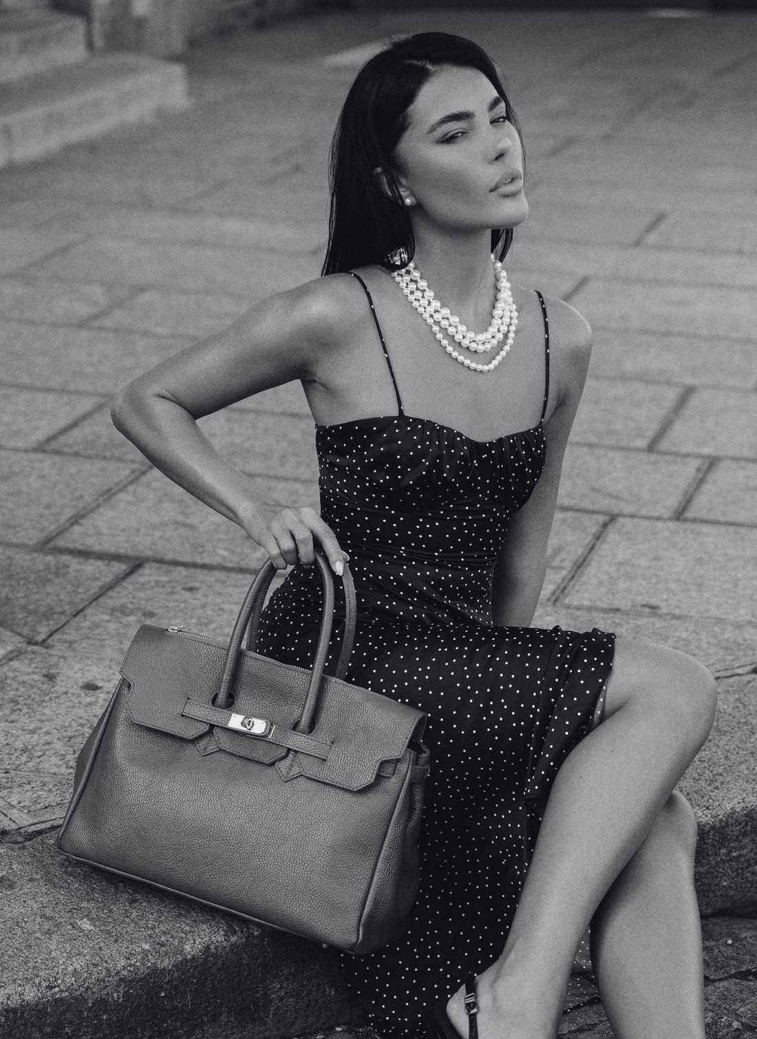 Borsa Elizabeth in Pelle Togo Blu Navy - Voemièn