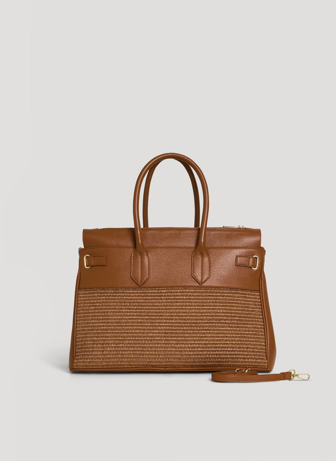 Borsa Elizabeth in Pelle e Rafia Limited Edition Cuoio - Voemièn