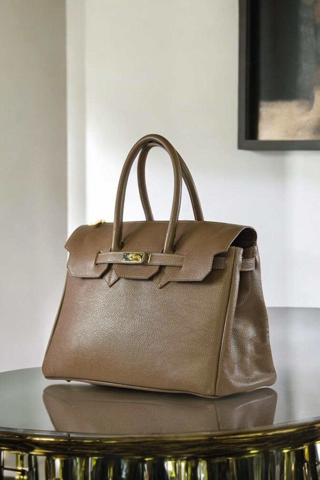 Borsa Elizabeth in Pelle Togo Taupe