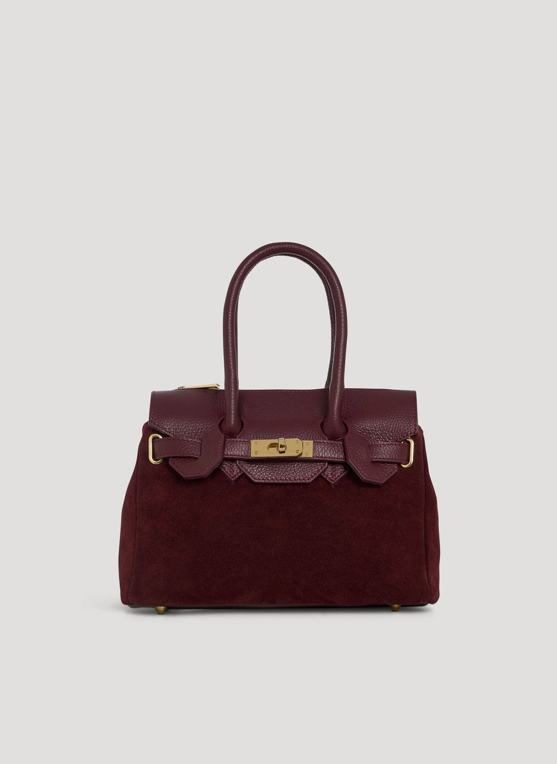 Borsa Elizabeth Micro in Camoscio e Pelle Borgogna - Voemièn