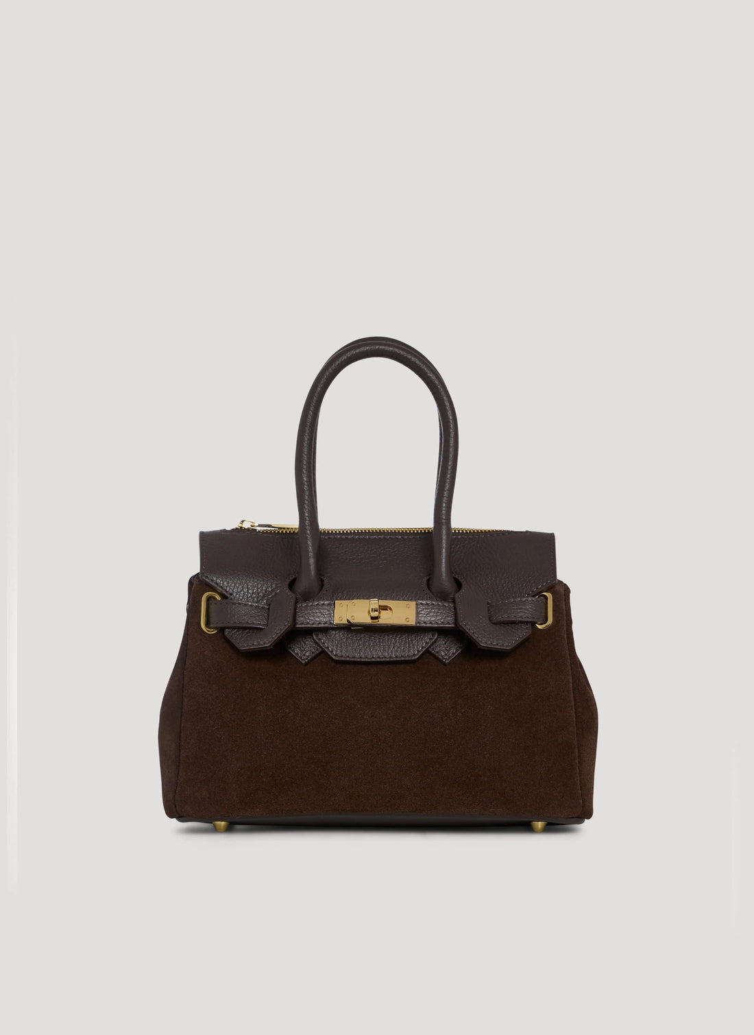 Borsa Elizabeth Micro in Camoscio e Pelle Testa di Moro - Voemièn
