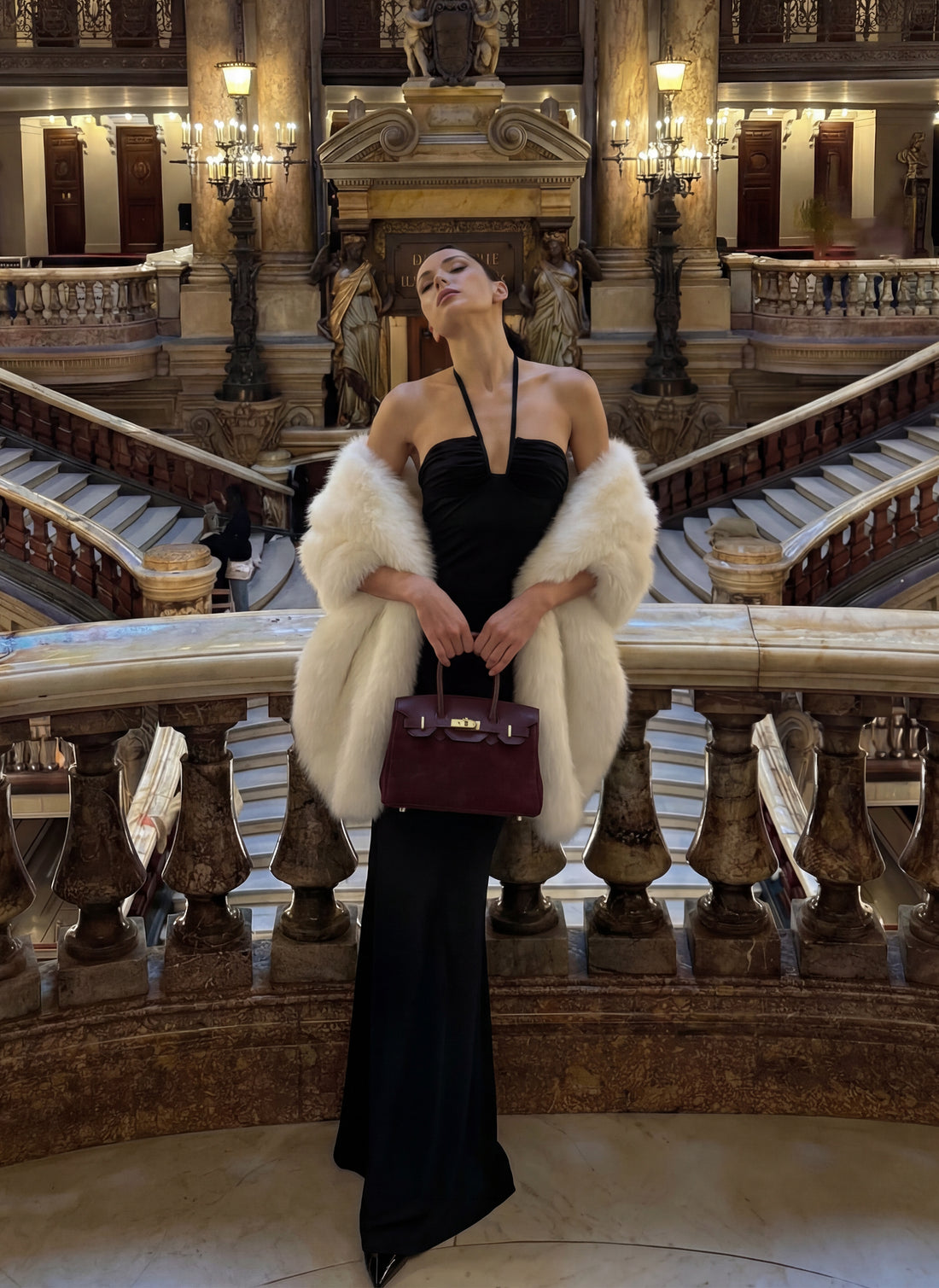 Borsa Elizabeth Micro in Camoscio e Pelle Borgogna