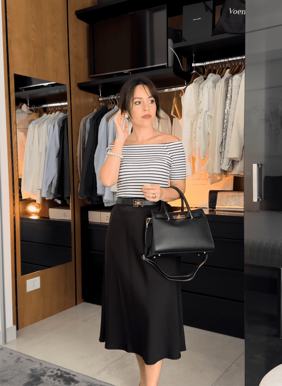 Borsa Grace in pelle Togo Nera - Voemièn