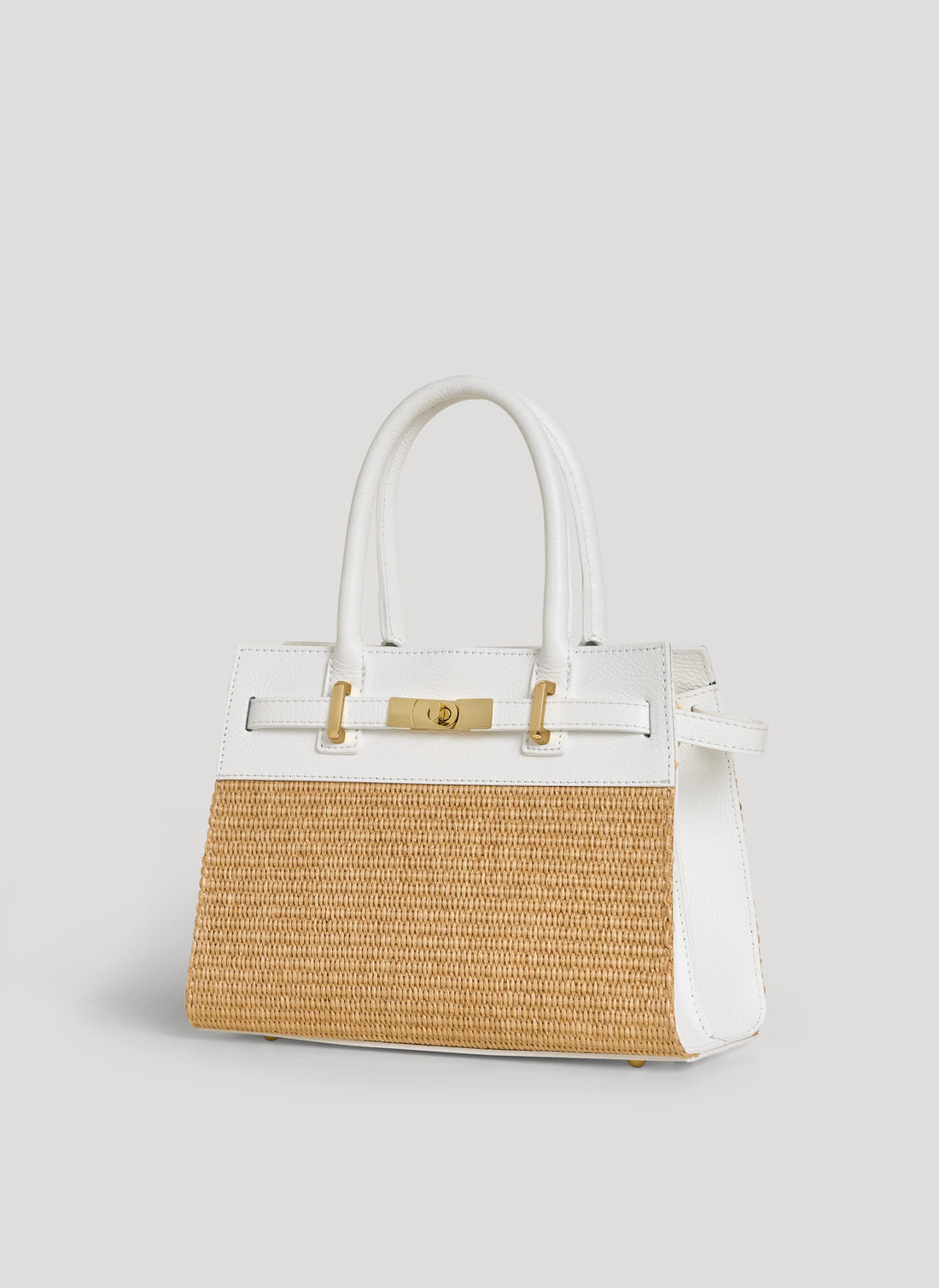 Borsa Grace in pelle e rafia Bianca - Voemièn