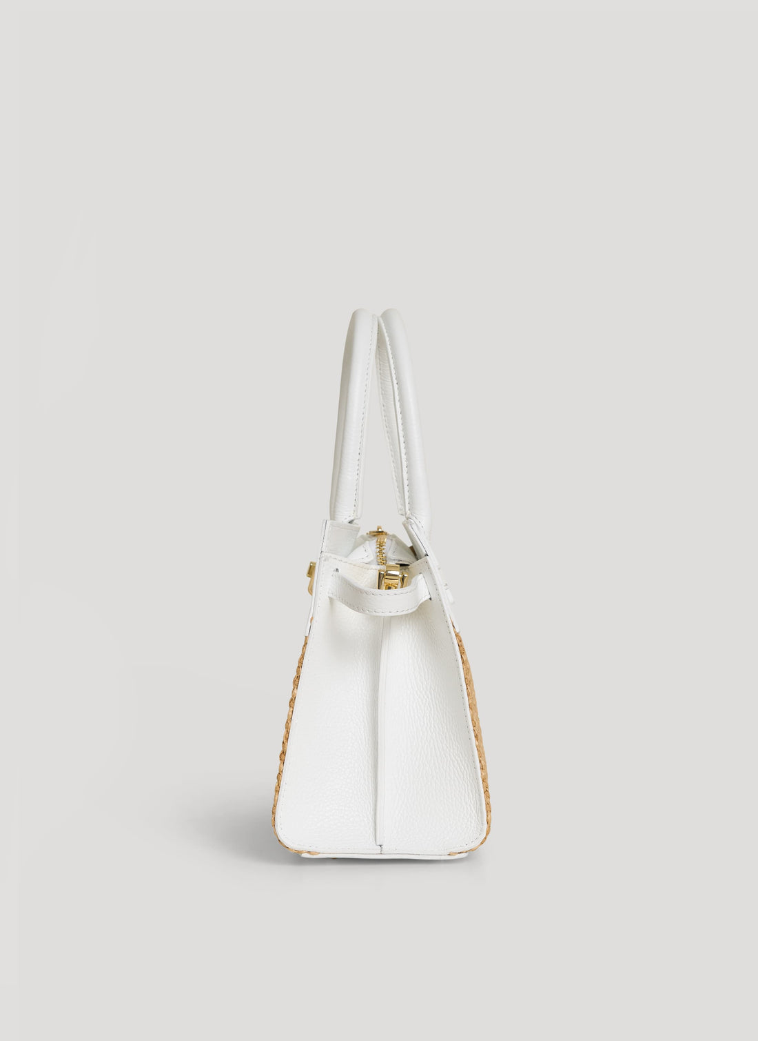 Borsa Grace in pelle e rafia Bianca - Voemièn