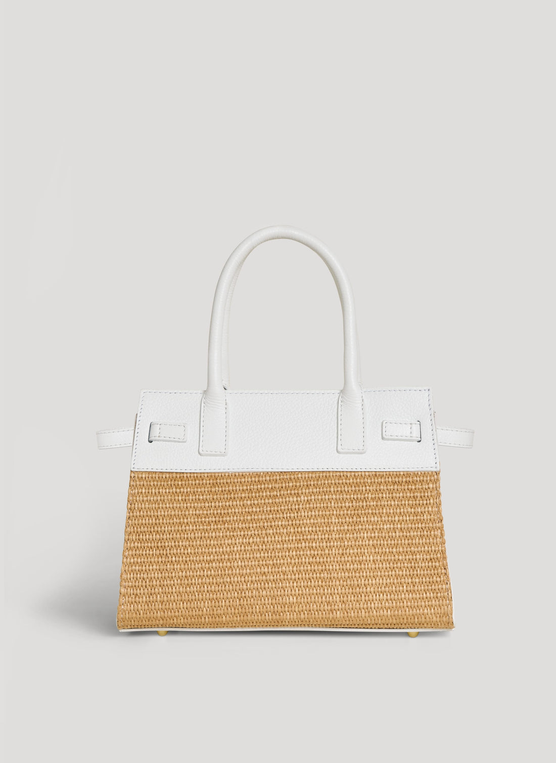 Borsa Grace in pelle e rafia Bianca - Voemièn