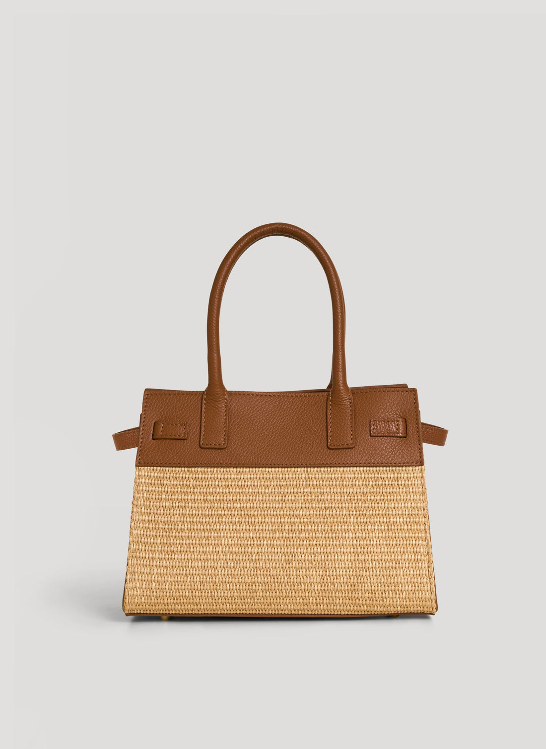 Borsa Grace in pelle e rafia Cuoio - Voemièn
