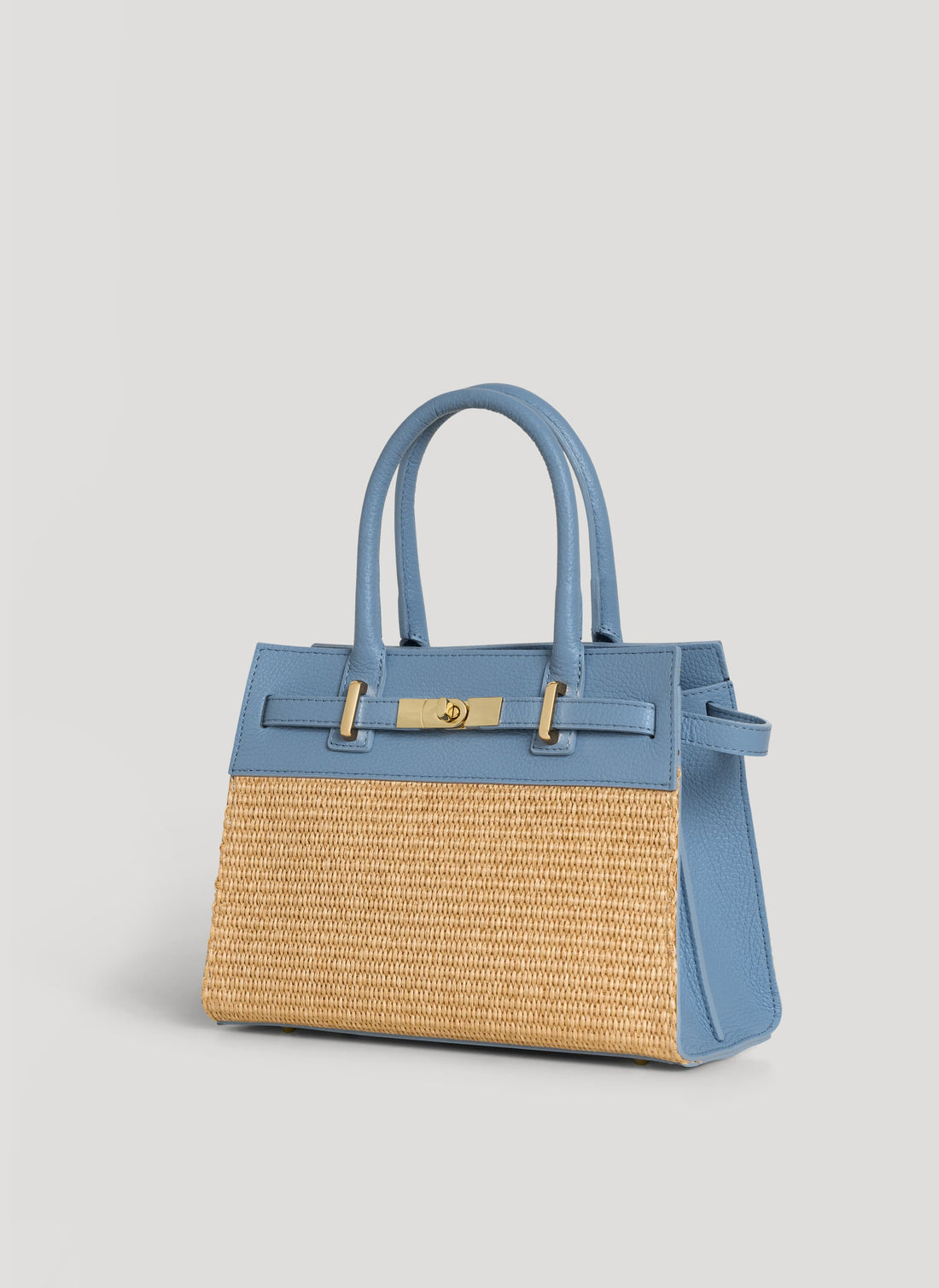 Borsa Grace in pelle e rafia Denim - Voemièn