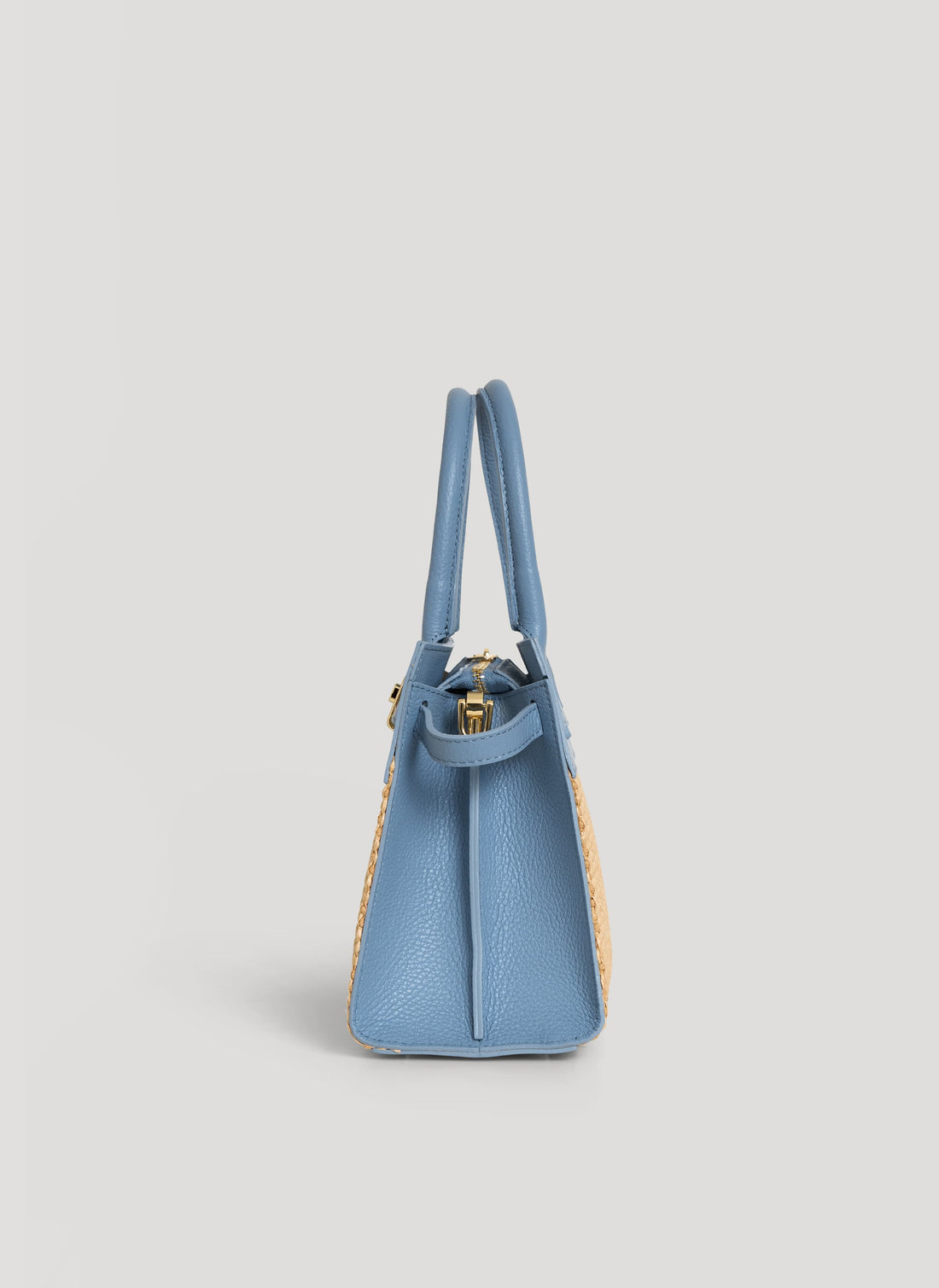 Borsa Grace in pelle e rafia Denim - Voemièn