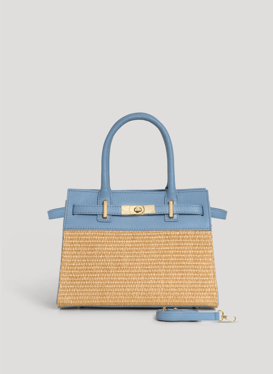 Borsa Grace in pelle e rafia Denim - Voemièn