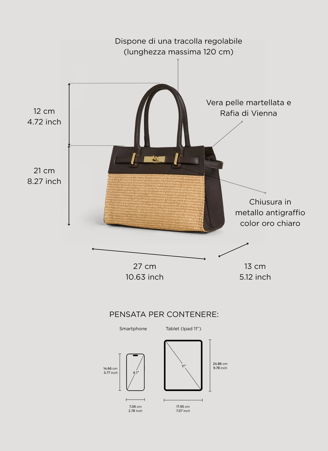 Borsa Grace in pelle e rafia Testa di Moro - Voemièn
