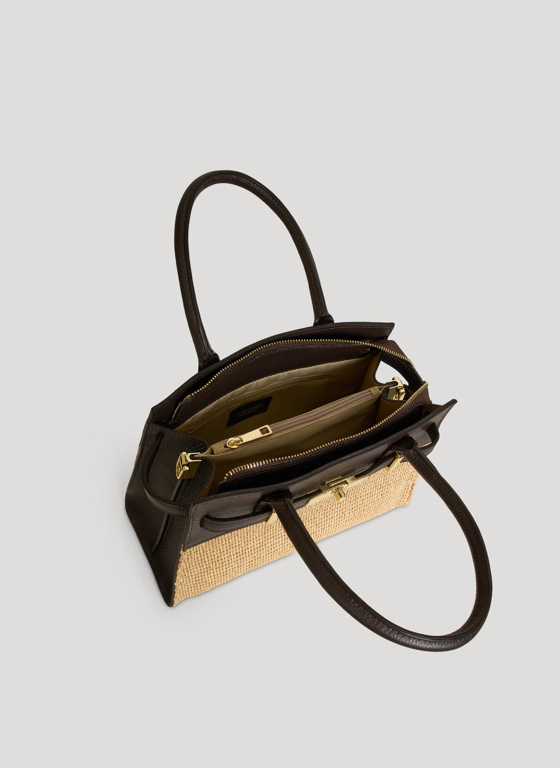 Borsa Grace in pelle e rafia Testa di Moro - Voemièn