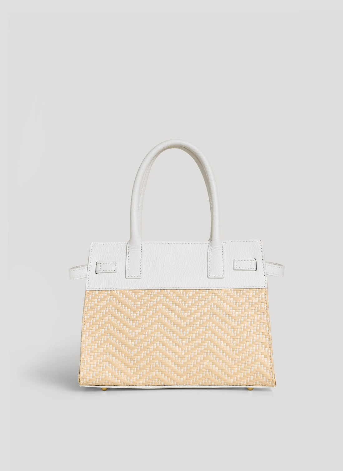 Borsa Grace in Pelle e Rafia Chevron Limited Edition Bianca - Voemièn