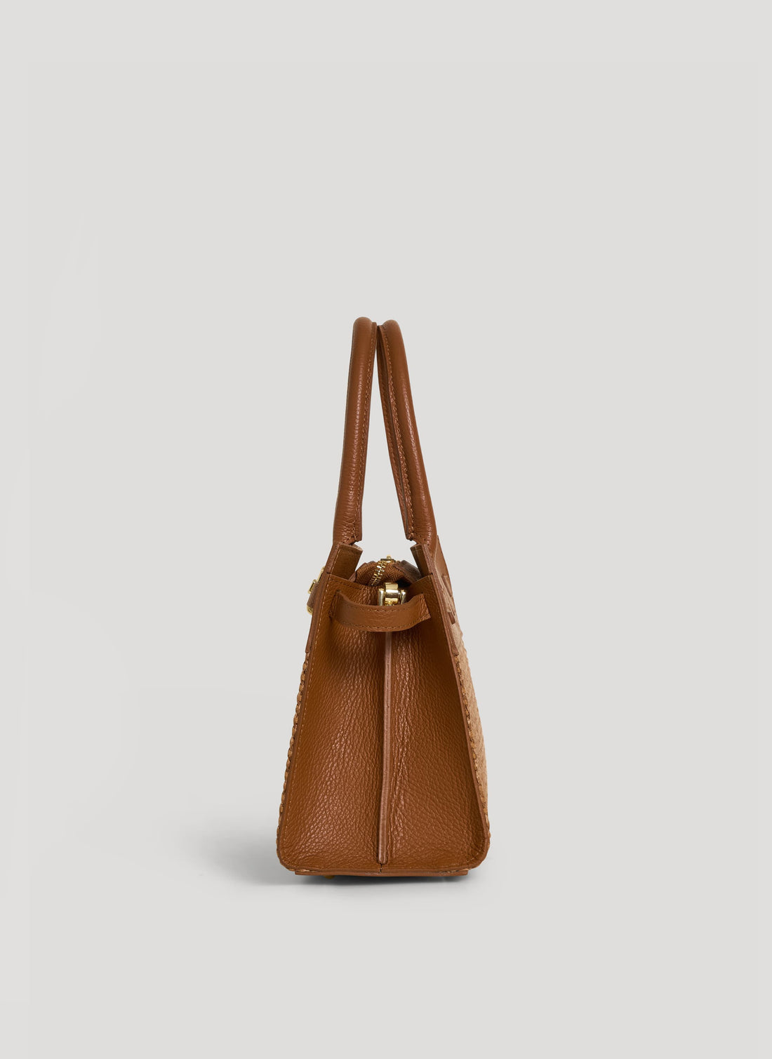 Borsa Grace in Pelle e Rafia Limited Edition Cuoio - Voemièn