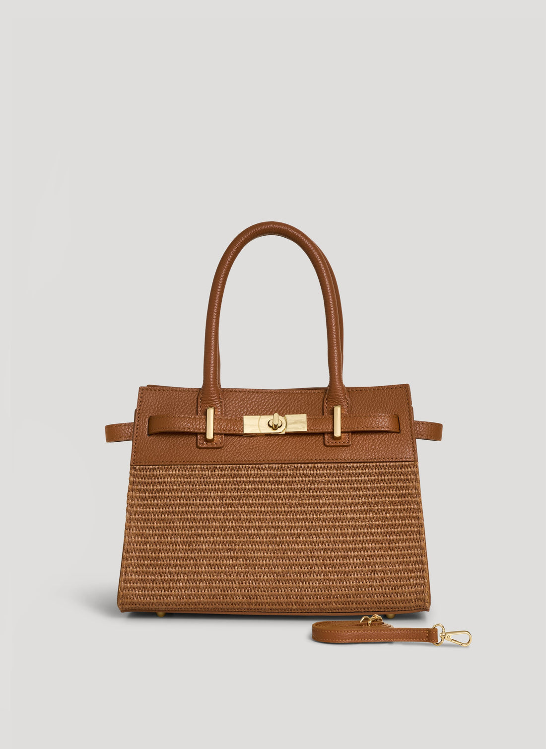 Borsa Grace in Pelle e Rafia Limited Edition Cuoio - Voemièn