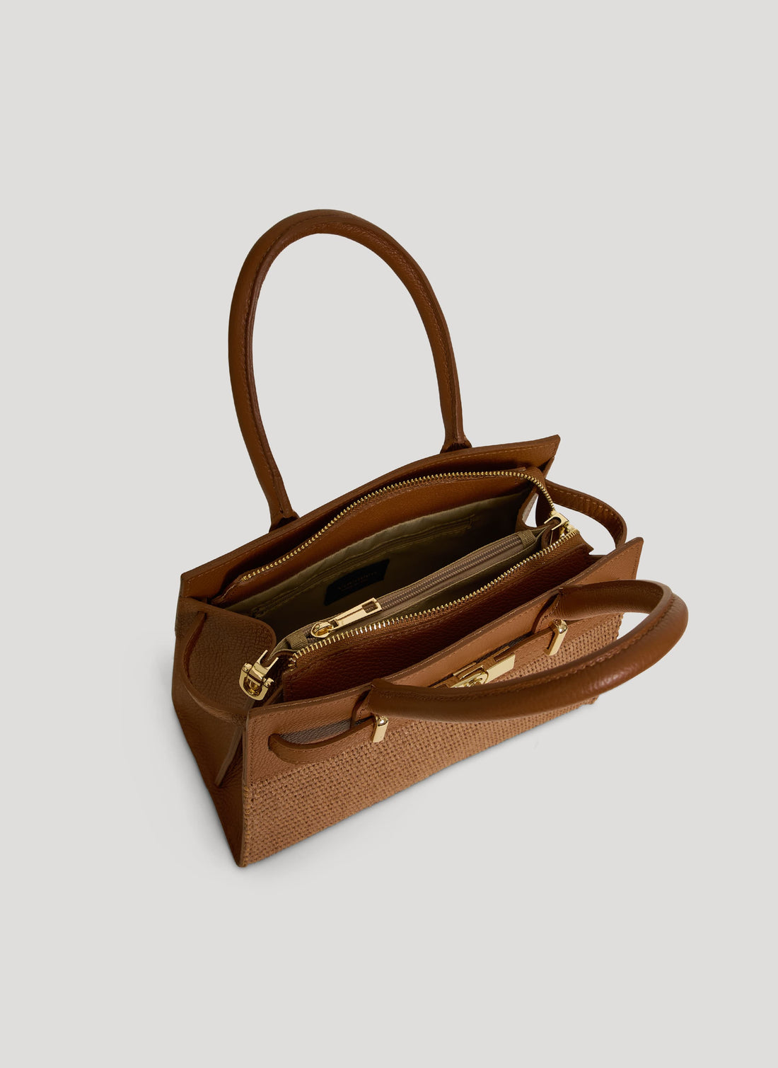 Borsa Grace in Pelle e Rafia Limited Edition Cuoio - Voemièn