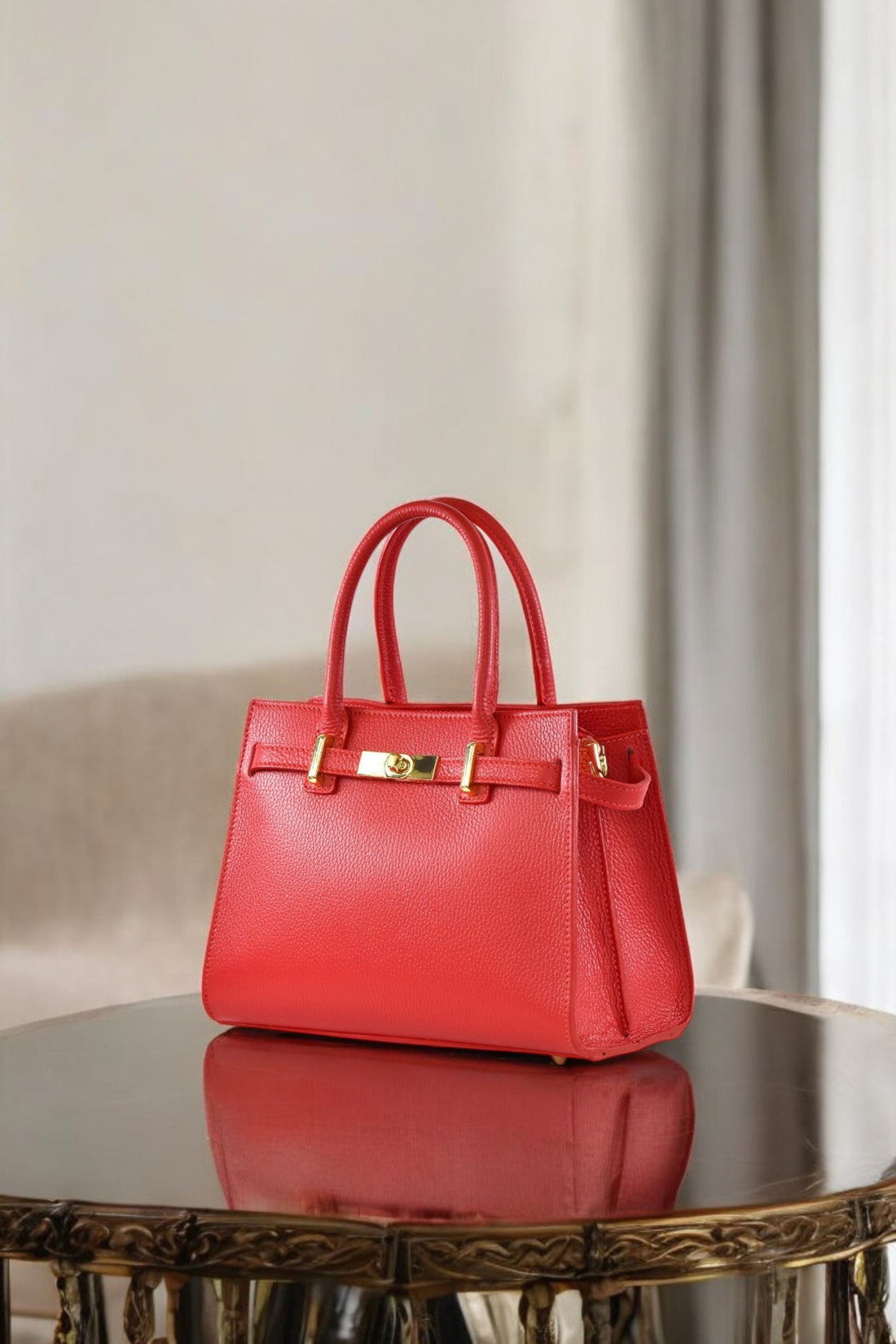 Borsa Grace in pelle Togo Rosso