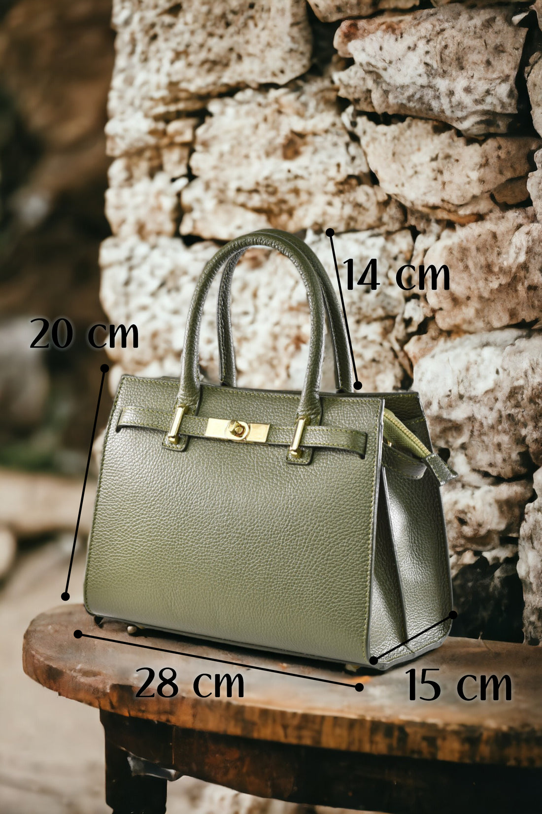 Grace bag in Olive Green Dollar leather