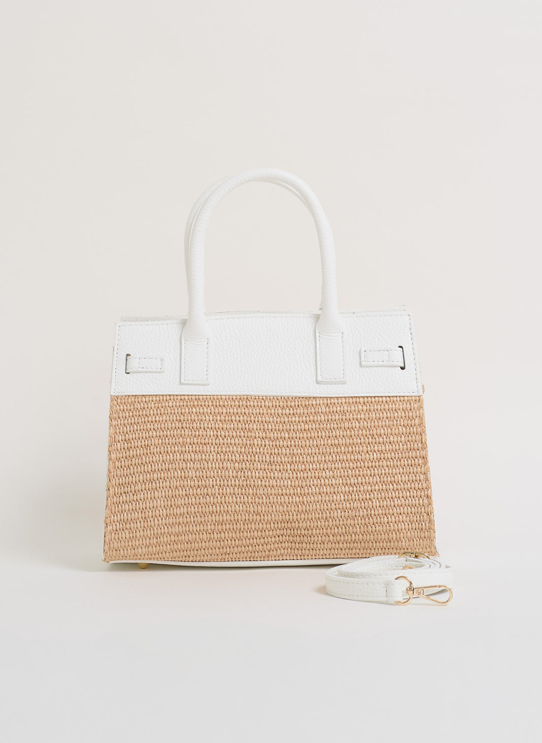 Borsa Grace in pelle Togo e rafia Bianca