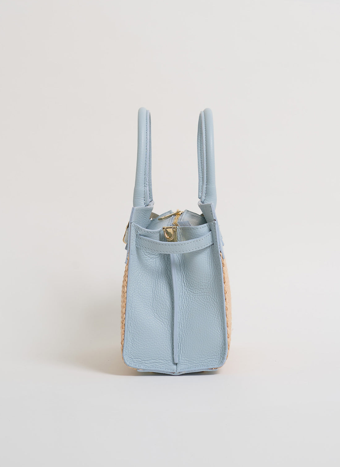 Borsa Grace in pelle Togo e rafia Celeste