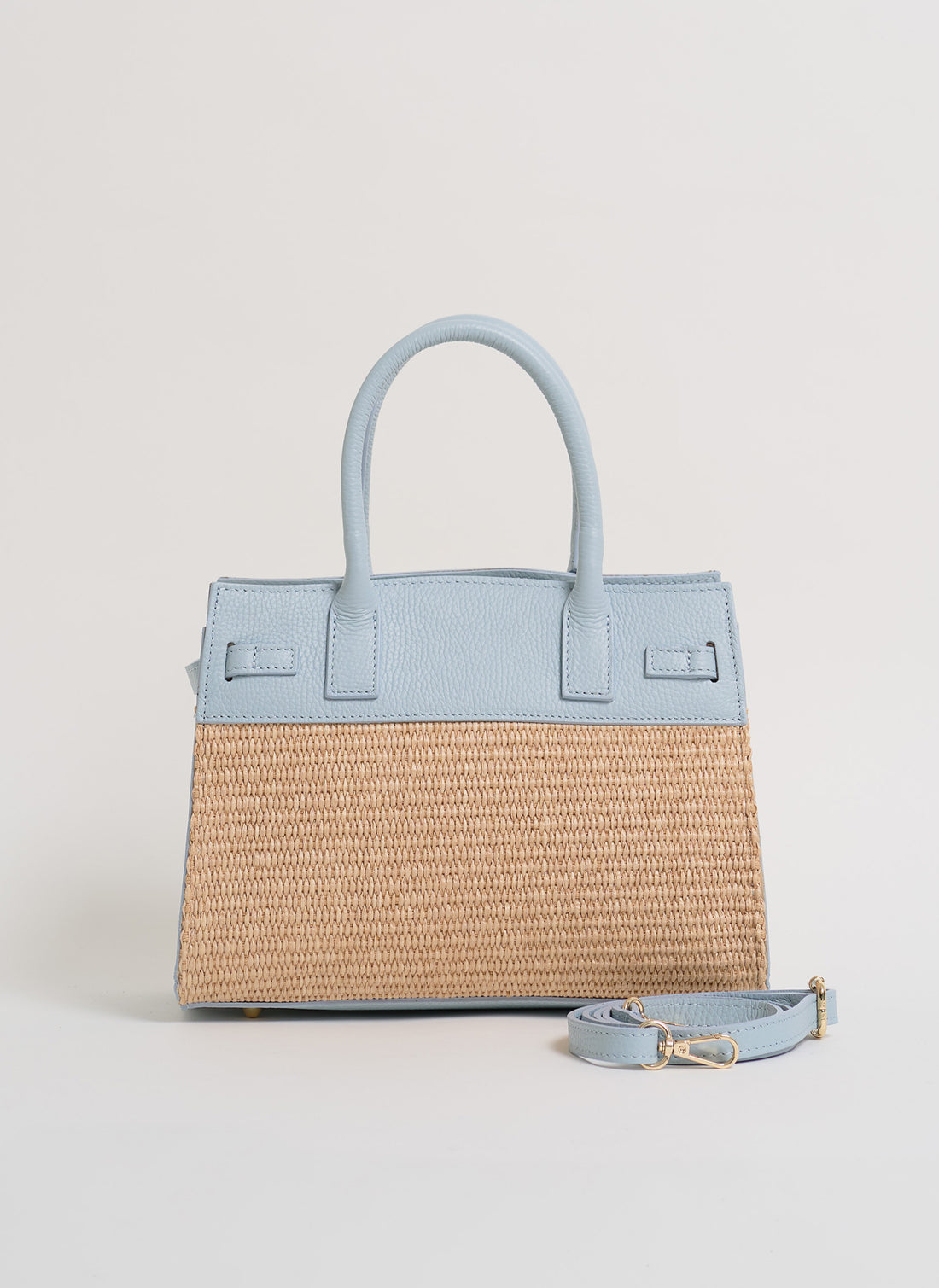 Borsa Grace in pelle Togo e rafia Celeste