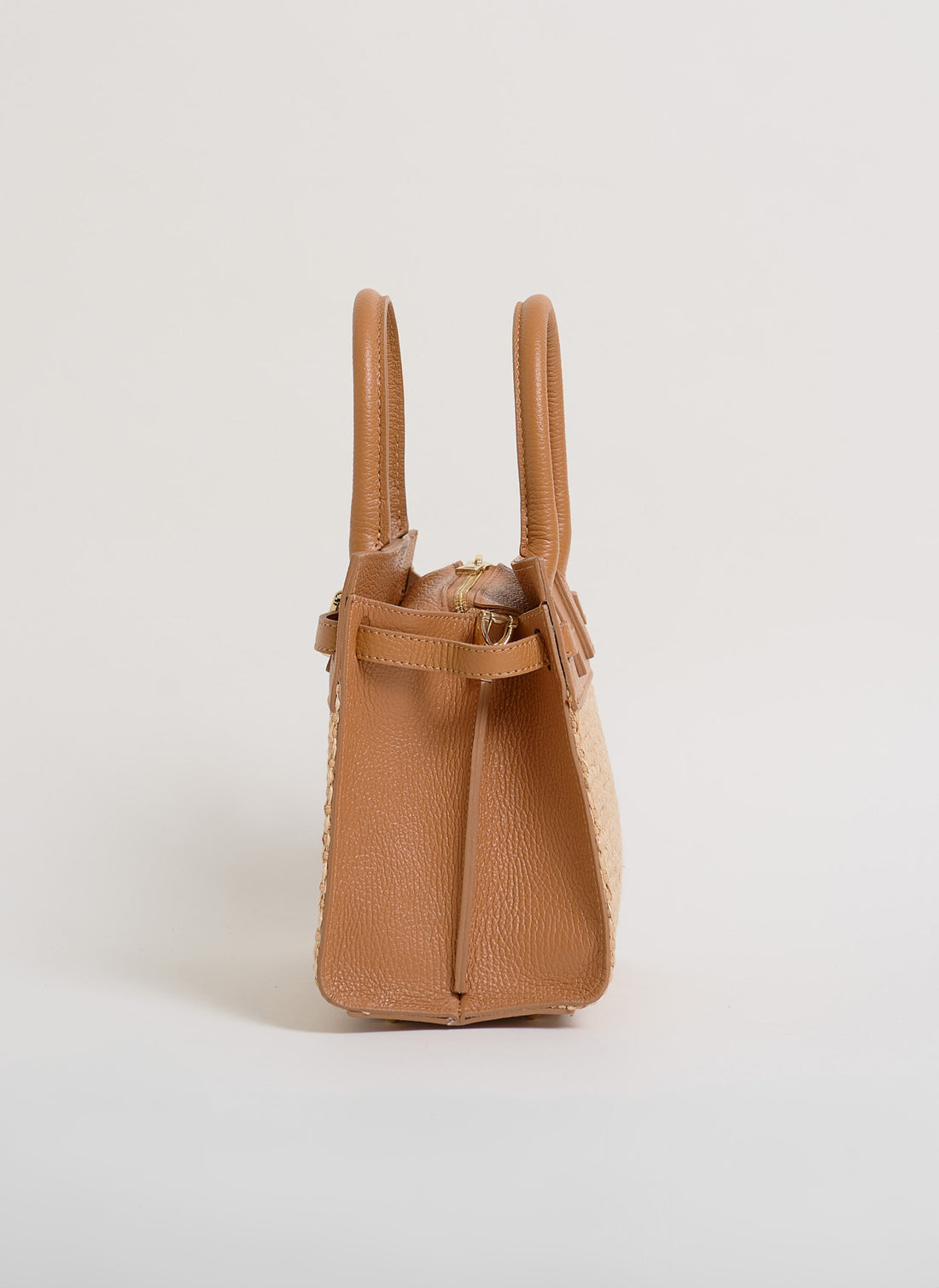 Borsa Grace in pelle Togo e rafia Cuoio