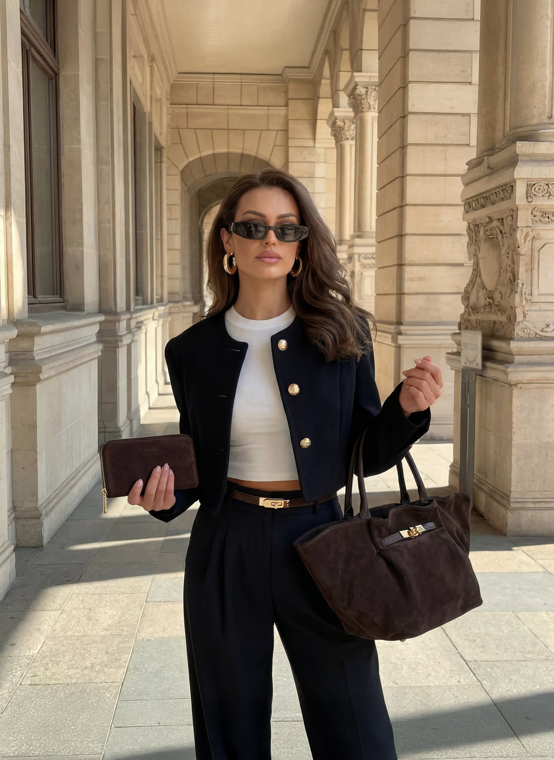 Set Charlène Camoscio e pelle Testa di moro