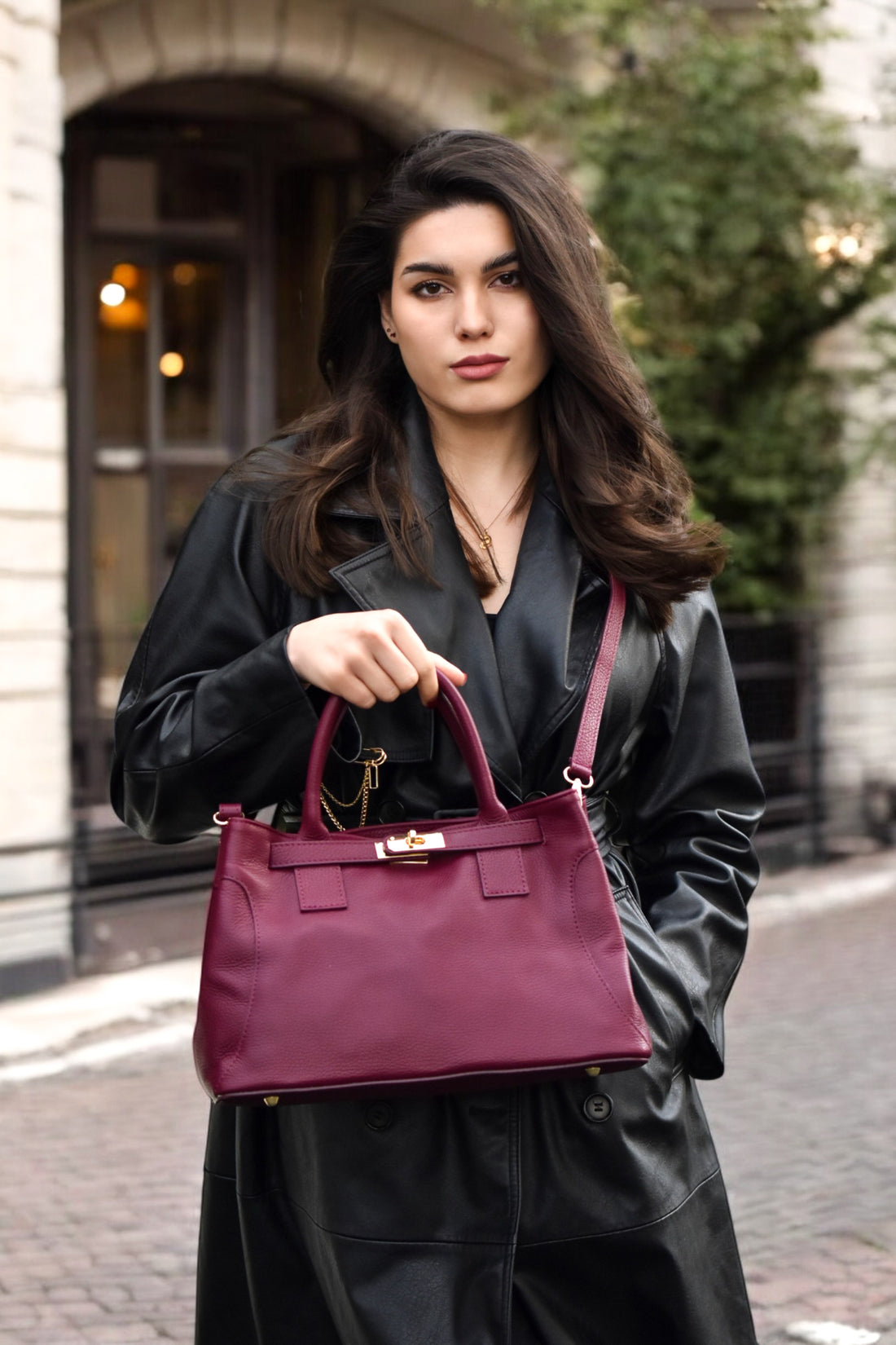 Braid bag in Fuchsia Dollar leather