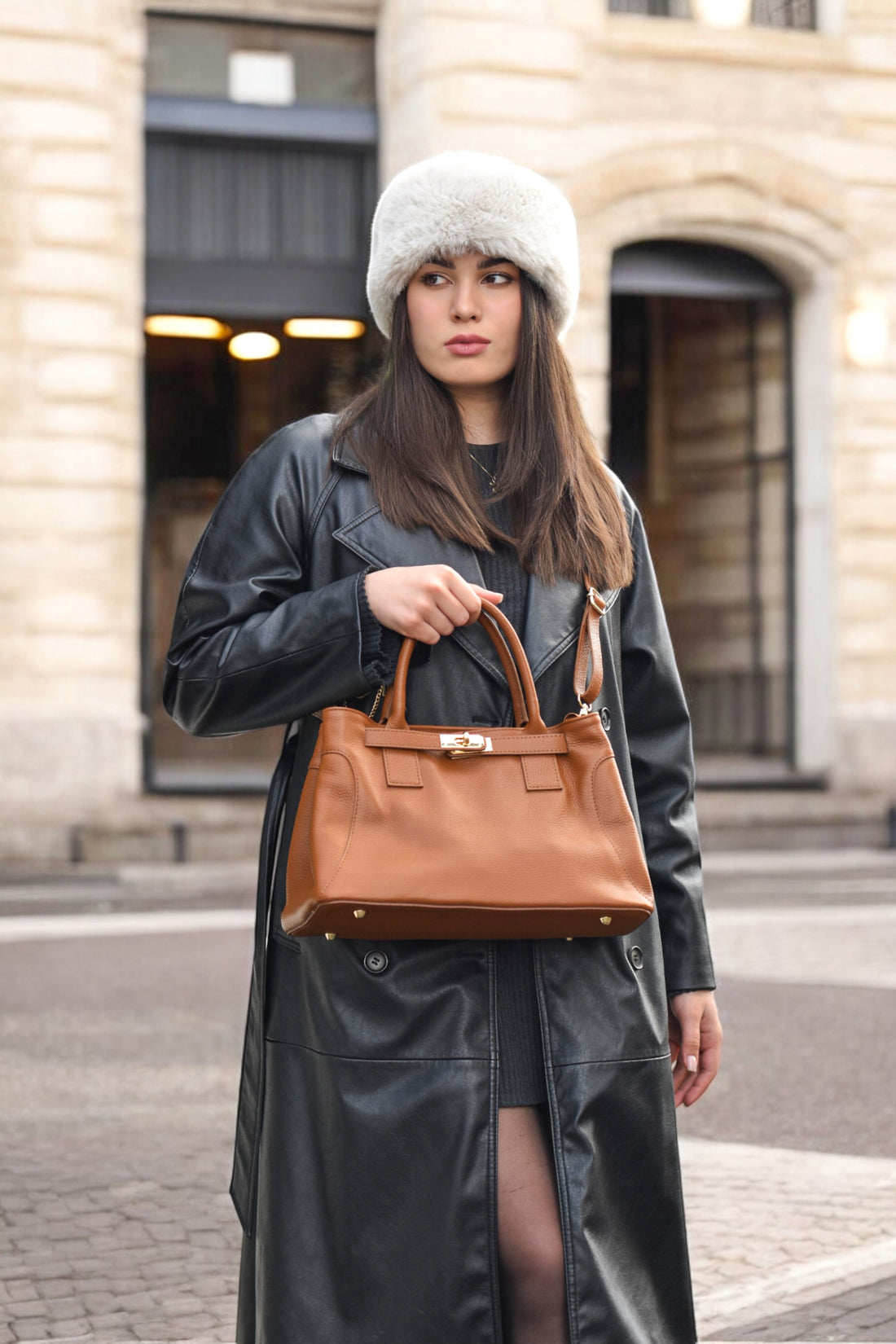 Sac Braid en cuir Dollar Fuchsia