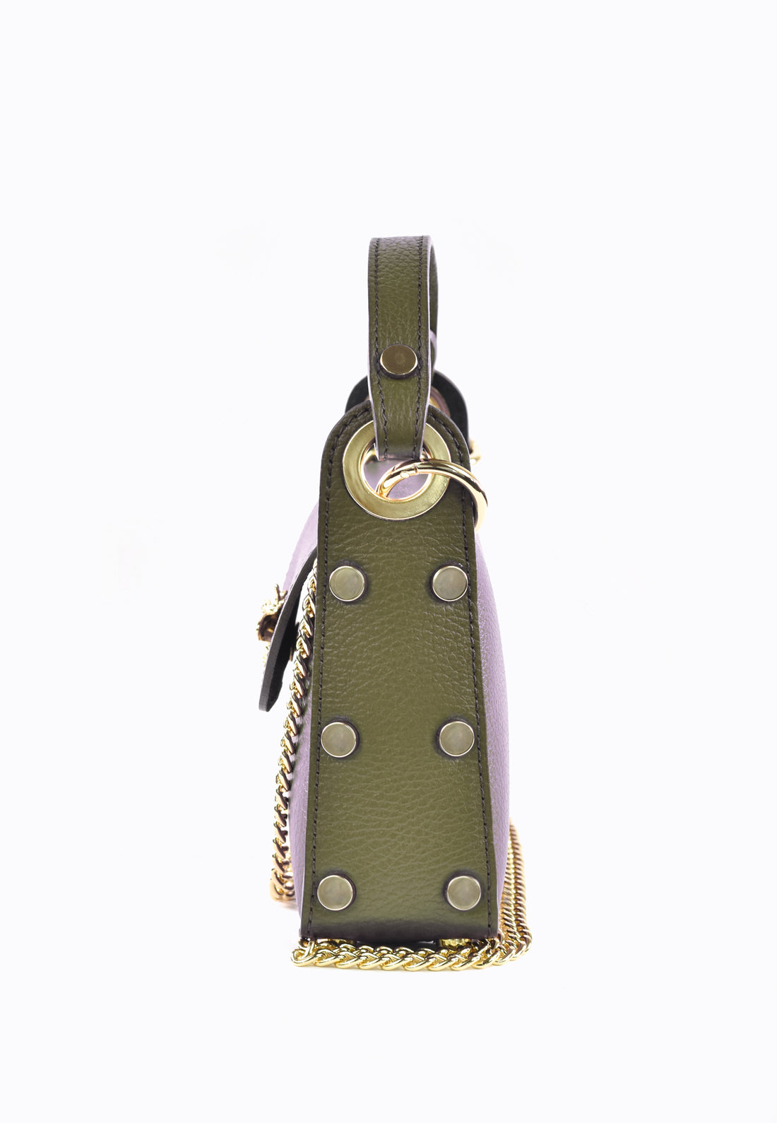 Honey bag in olive green dollar leather