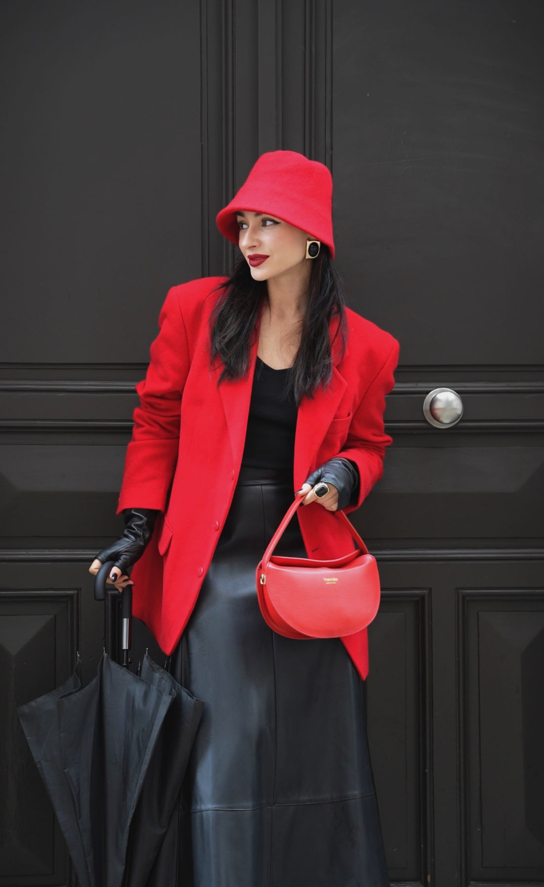 Borsa Danielle in pelle Togo Rosso