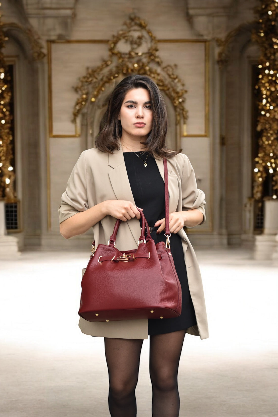 BORSA ALISON IN PELLE TOGO BORDEAUX