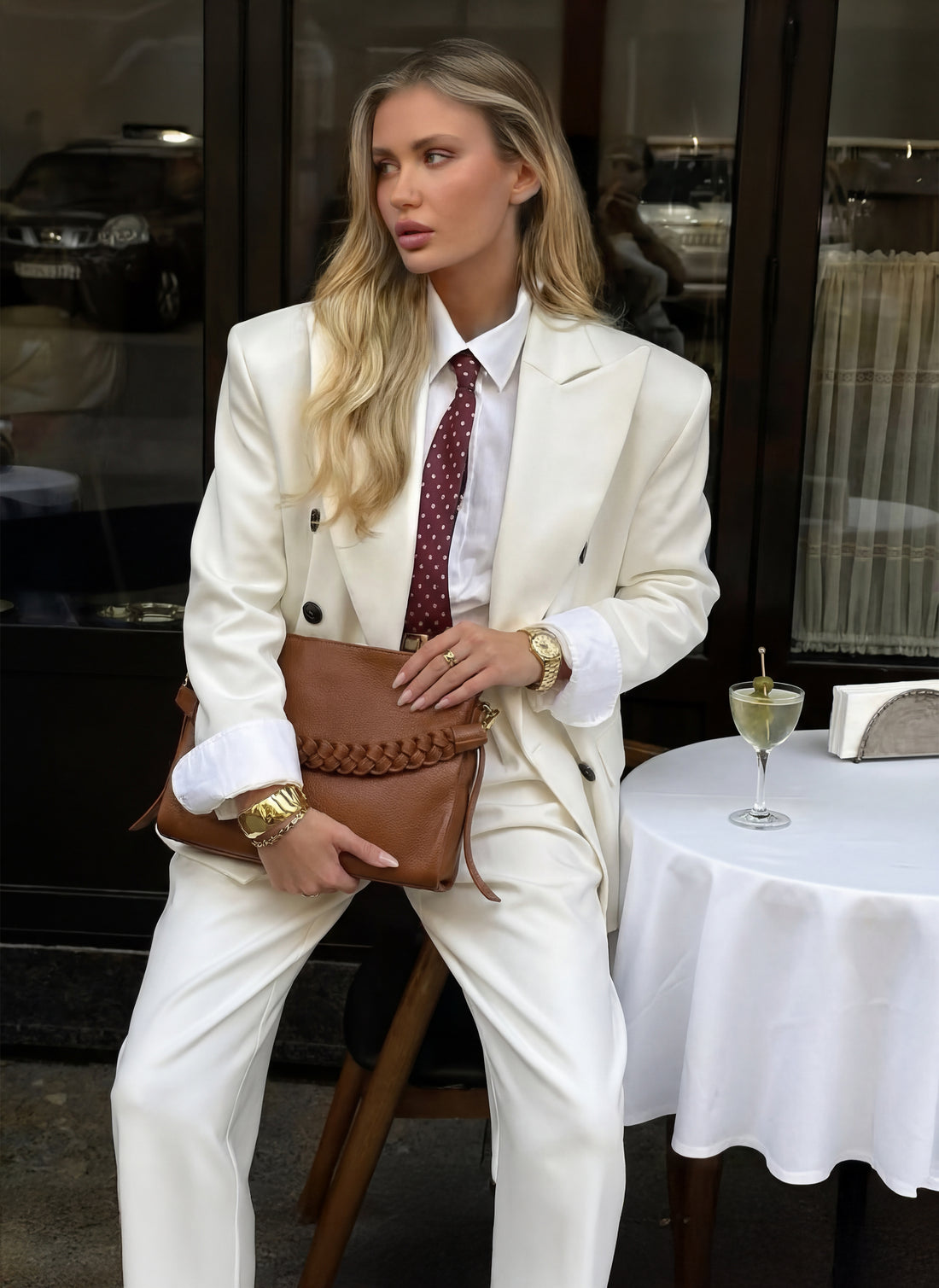 Borsa Braid in pelle Dollaro Cuoio