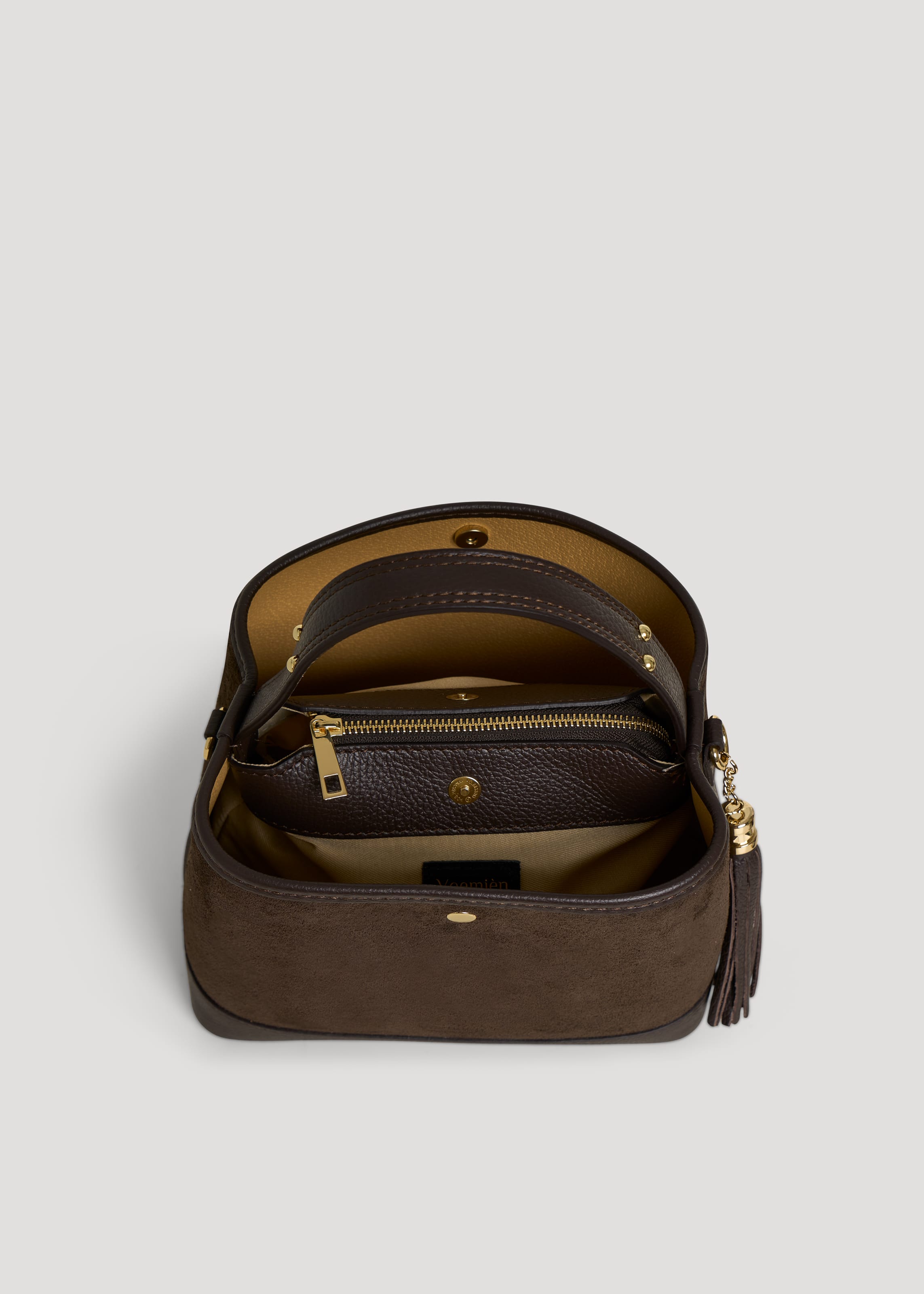 Borsa Kendy in Camoscio e Pelle Testa di Moro - Voemièn