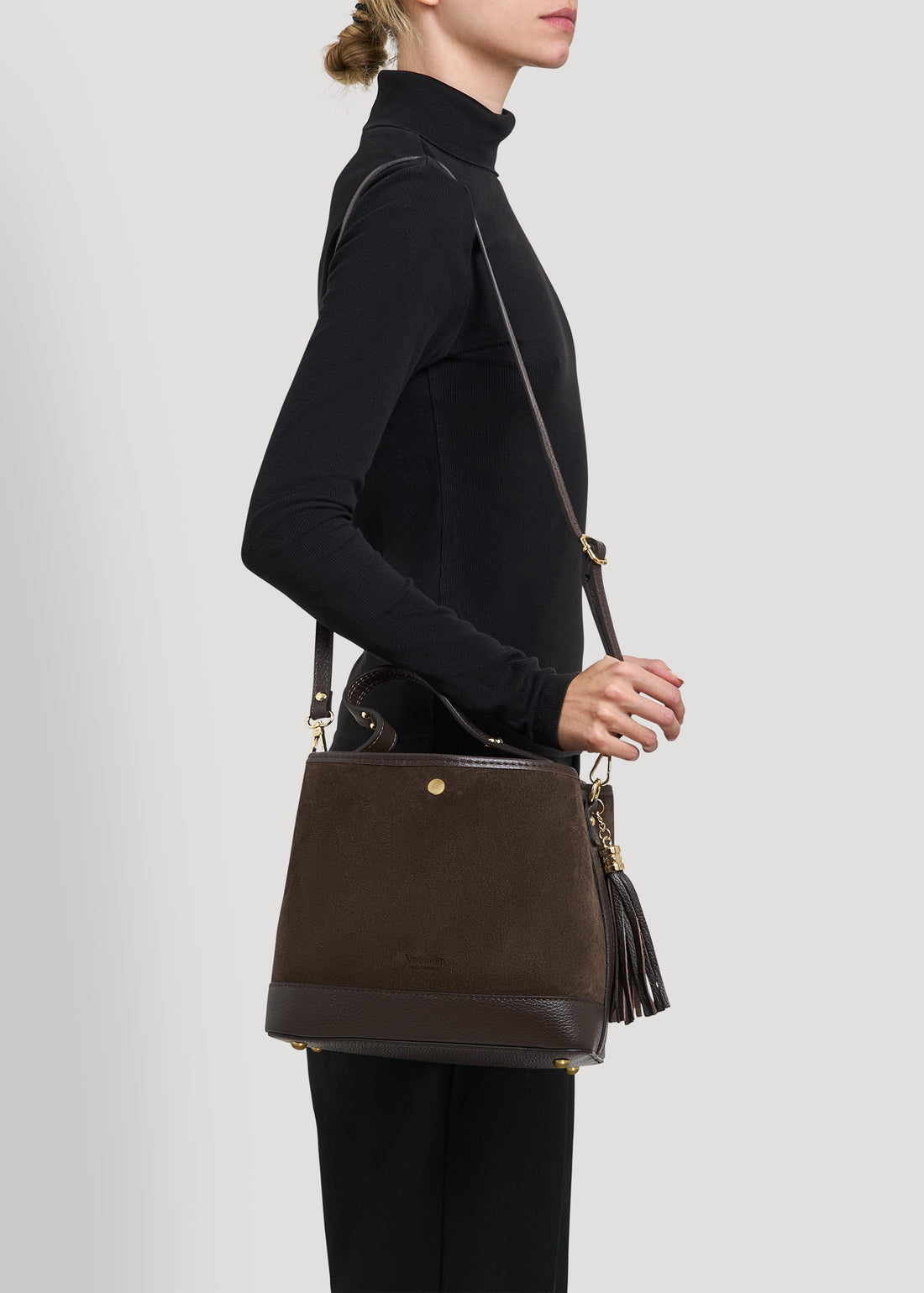 Borsa Kendy in Camoscio e Pelle Testa di Moro - Voemièn