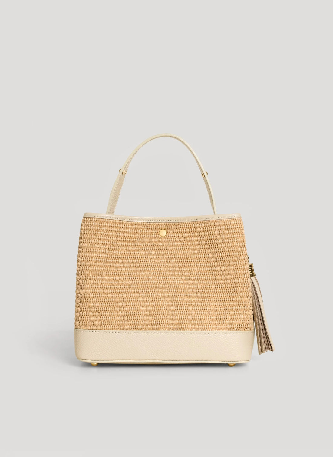 Borsa Kendy in pelle e rafia Crema - Voemièn