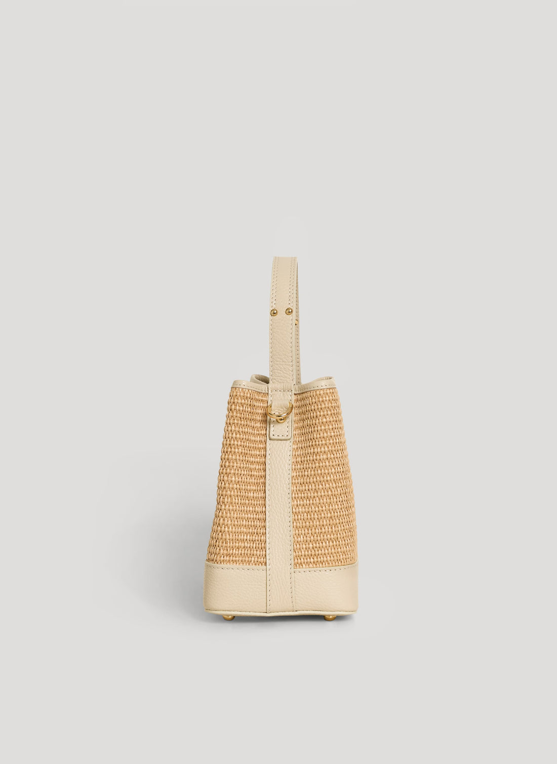 Borsa Kendy in pelle e rafia Crema - Voemièn