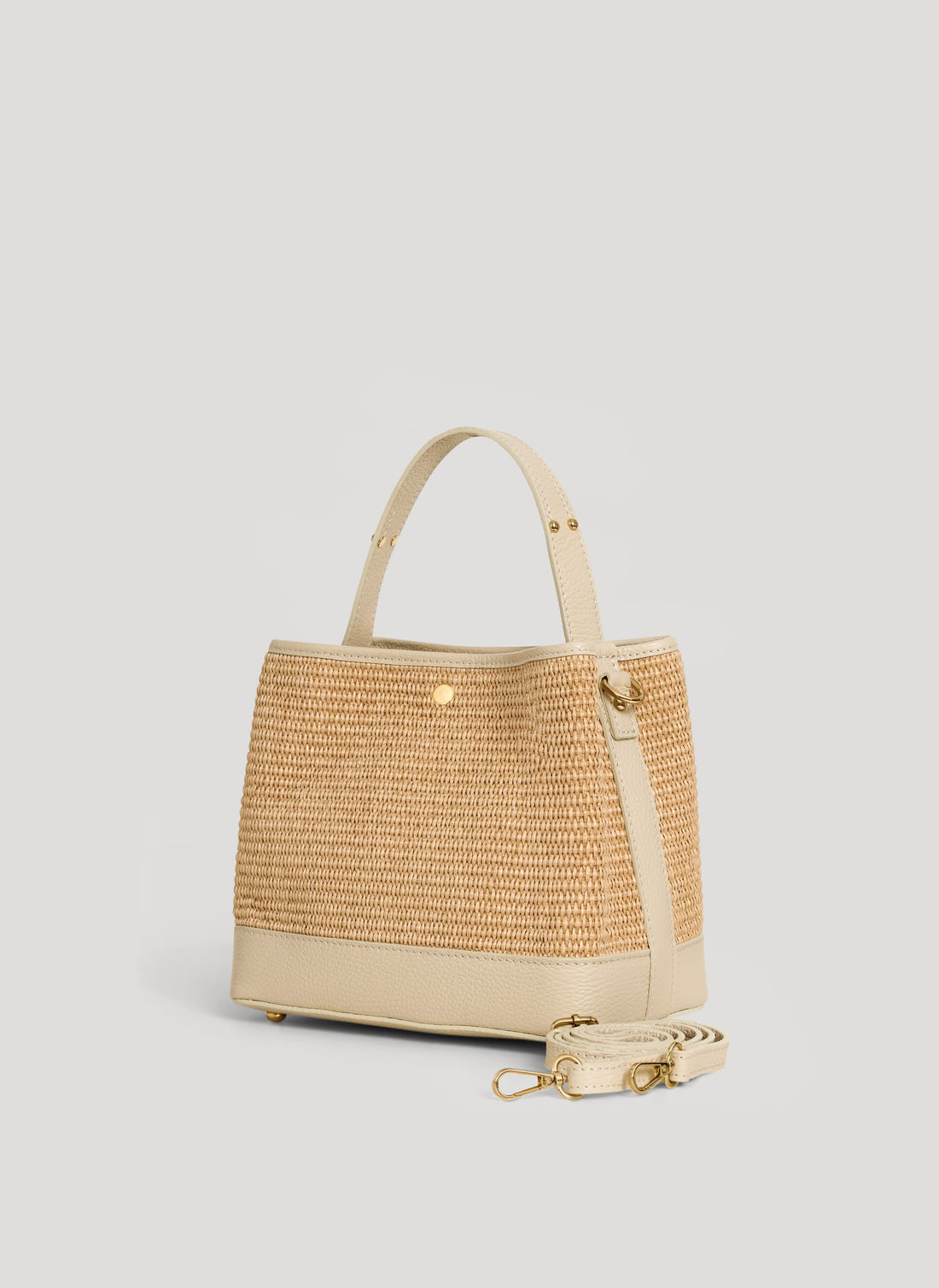 Borsa Kendy in pelle e rafia Crema - Voemièn