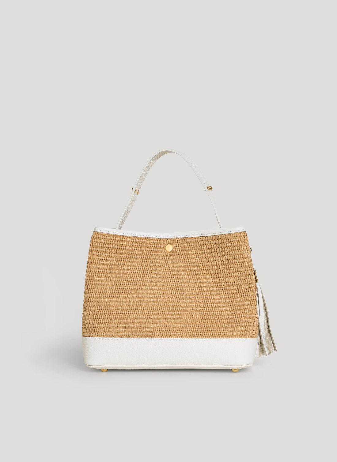Borsa Kendy in pelle e rafia Bianca - Voemièn