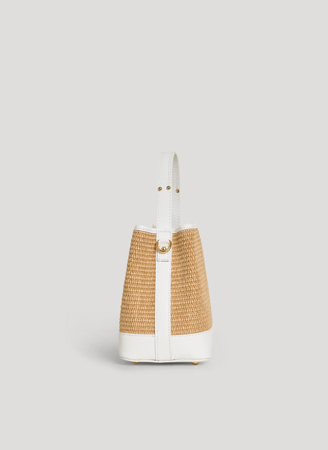 Borsa Kendy in pelle e rafia Bianca - Voemièn