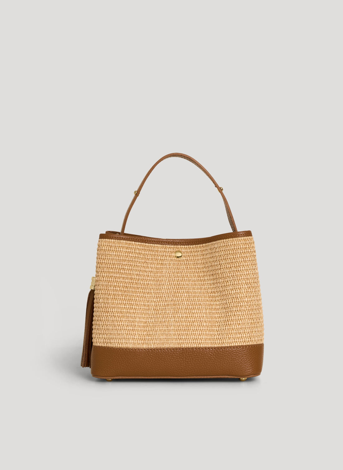 Borsa Kendy in pelle e rafia Cuoio - Voemièn