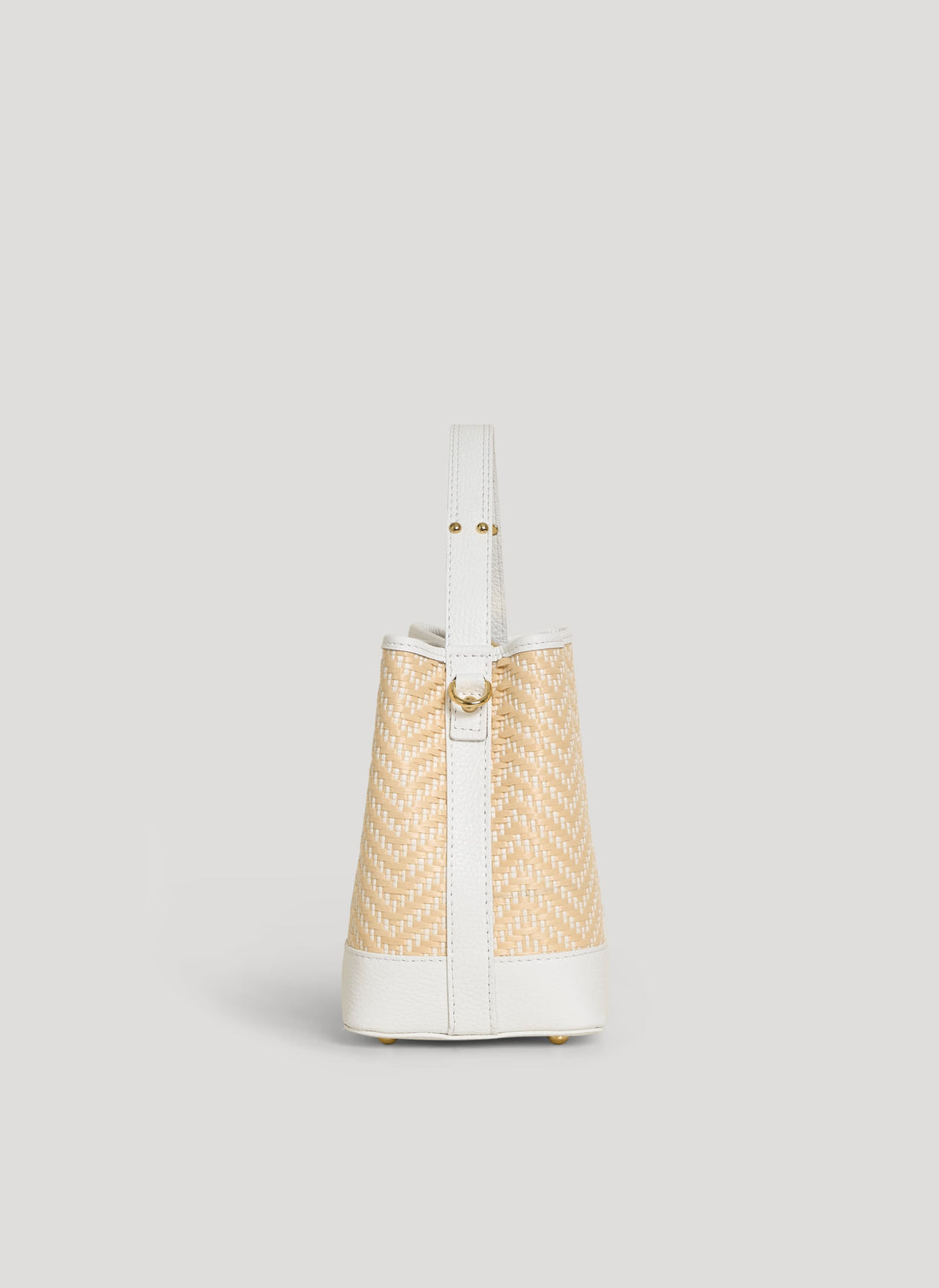 Borsa Kendy in Pelle e Rafia Chevron Limited Edition Bianca - Voemièn