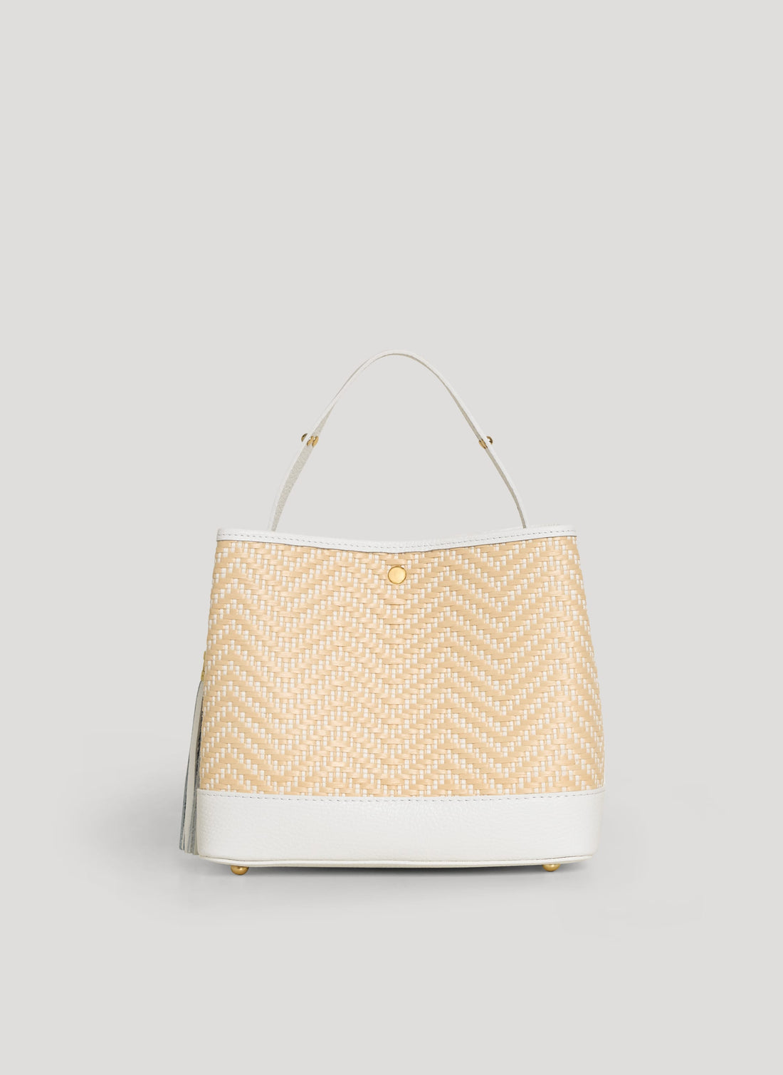 Borsa Kendy in Pelle e Rafia Chevron Limited Edition Bianca - Voemièn