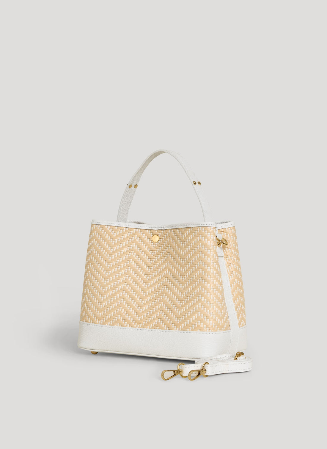 Borsa Kendy in Pelle e Rafia Chevron Limited Edition Bianca - Voemièn