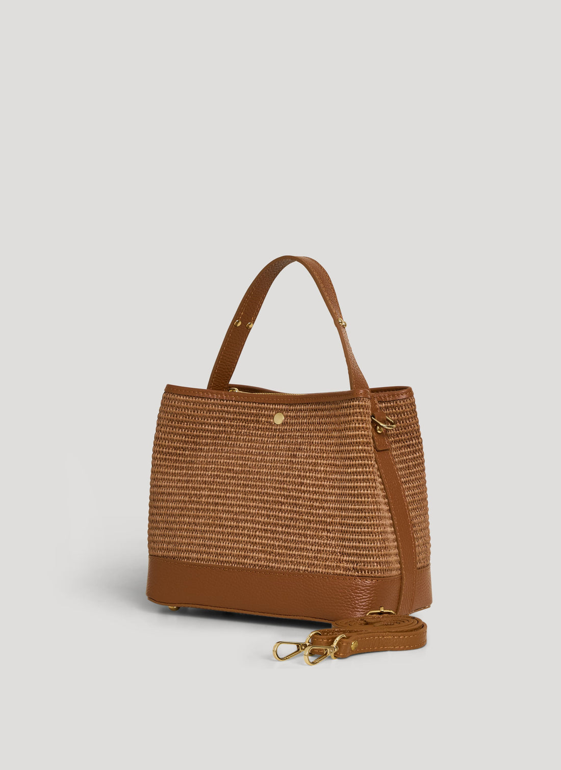 Borsa Kendy in Pelle e Rafia Limited Edition Cuoio - Voemièn