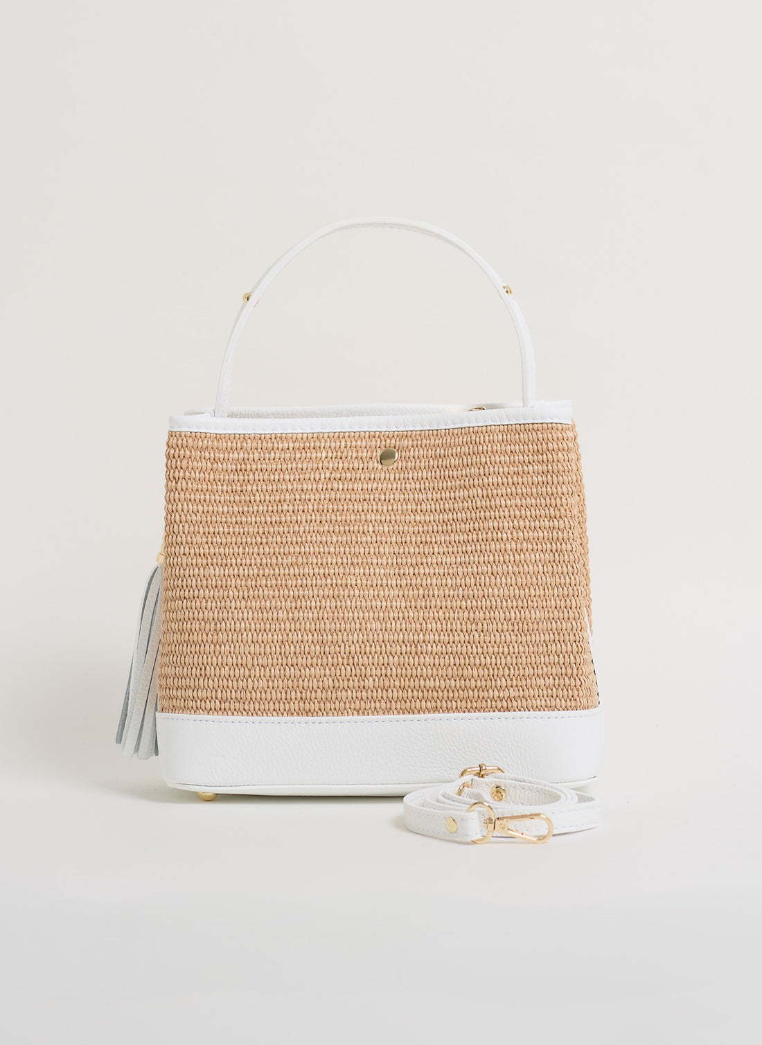 Borsa Kendy in pelle Dollaro e rafia Bianca